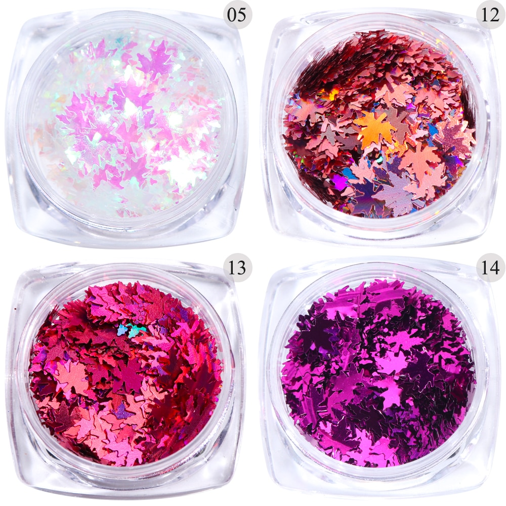 1Box Leaf Flake Nail Glitter