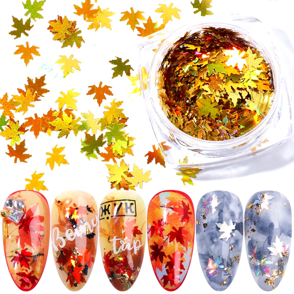 Gold Maple leaf Nail Flakes